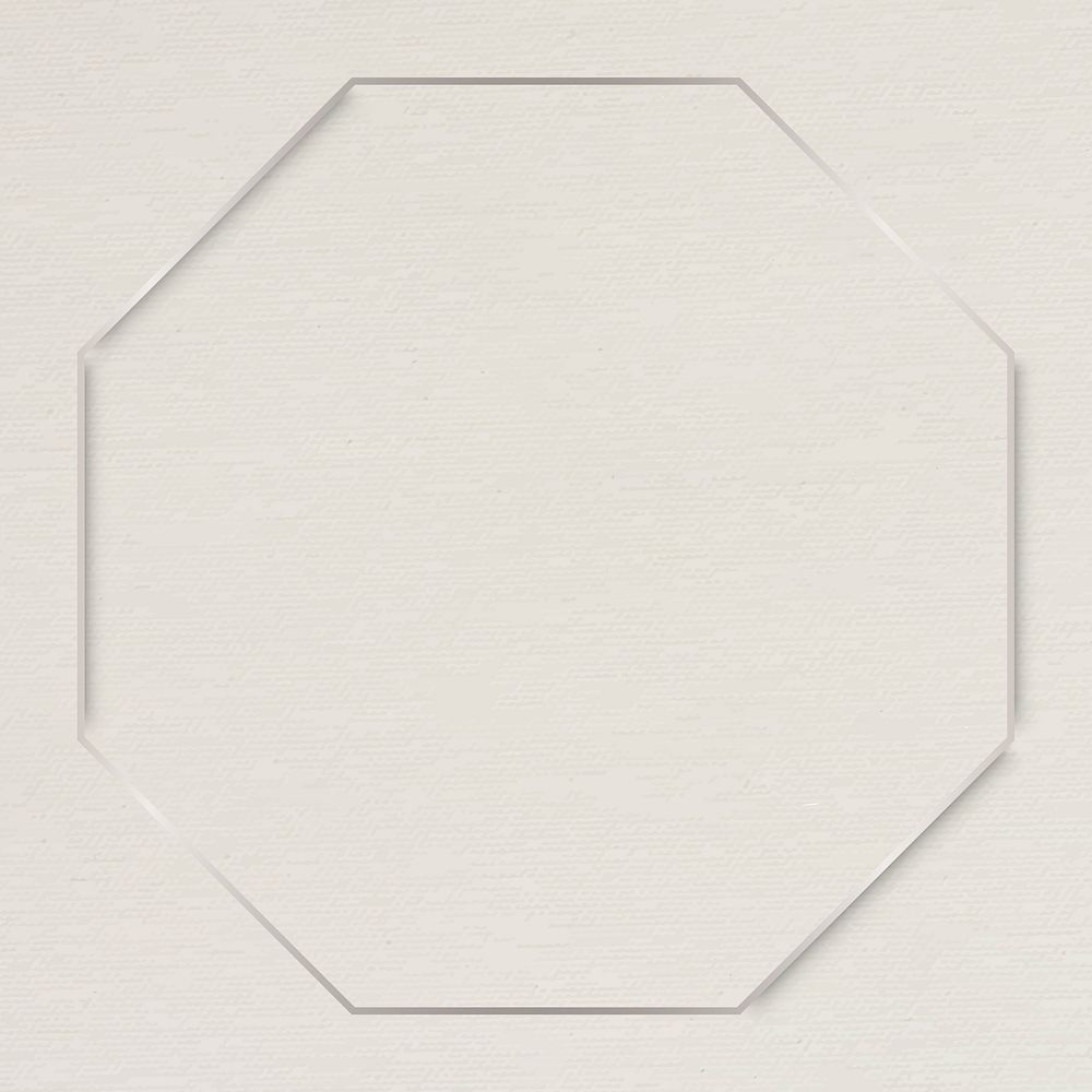 Octagon silver frame on beige background vector