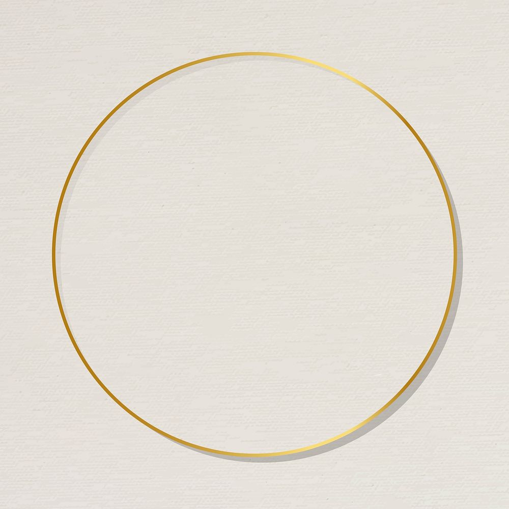 Round gold frame on beige background vector