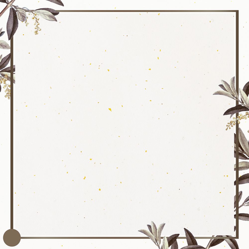 Frame with green olive branch pattern on beige background illustration