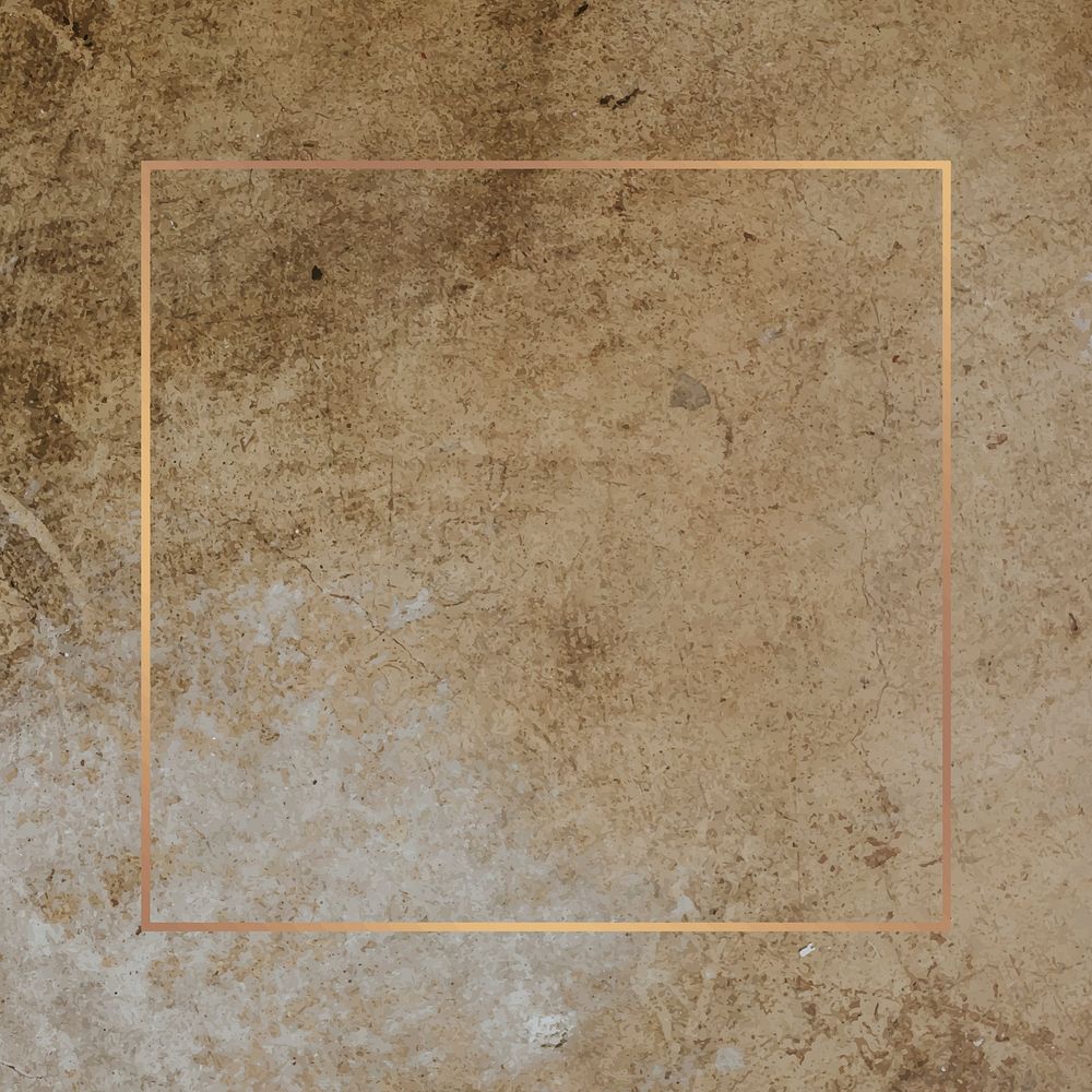 Gold frame on an aged brown concrete wall vector