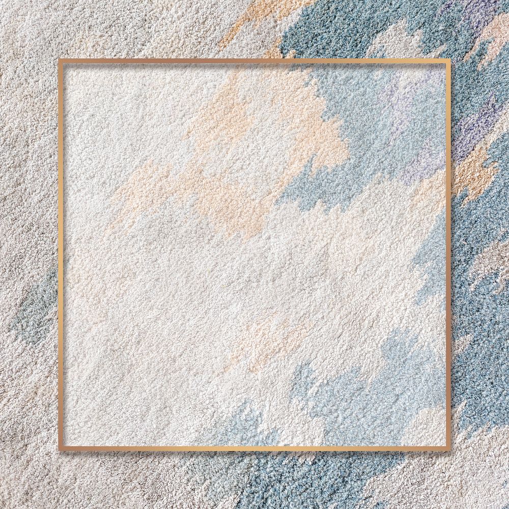 Gold frame on an earth tone patterned carpet mockup design