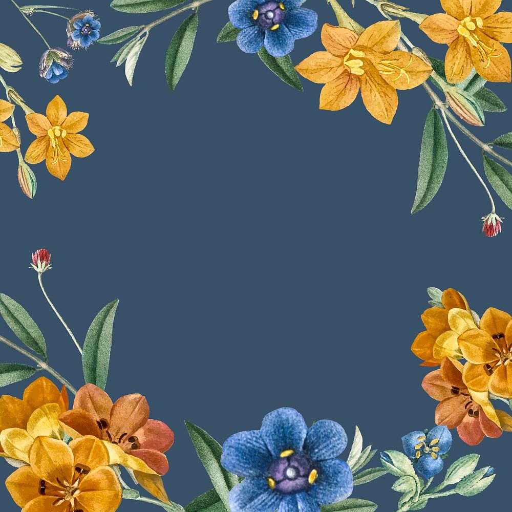 Blue floral frame design vector