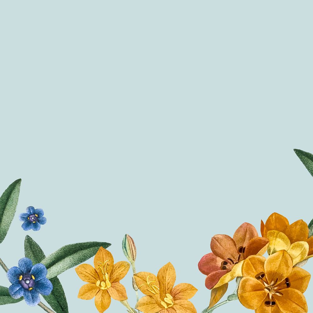 Blue floral frame design vector