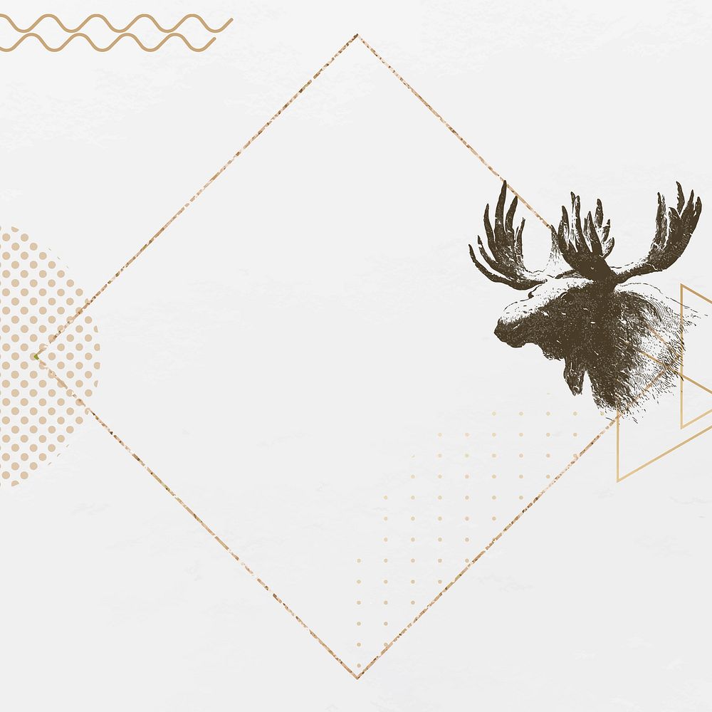 Golden deer frame design vector