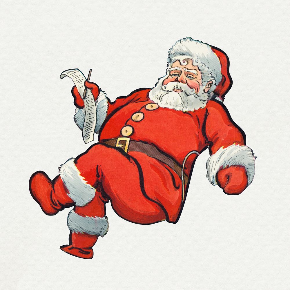 Santa Claus with a list on his hand sticker illustration