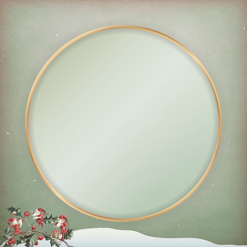 Elves painting some holly berries from the public domain Christmas vintage frame design vector