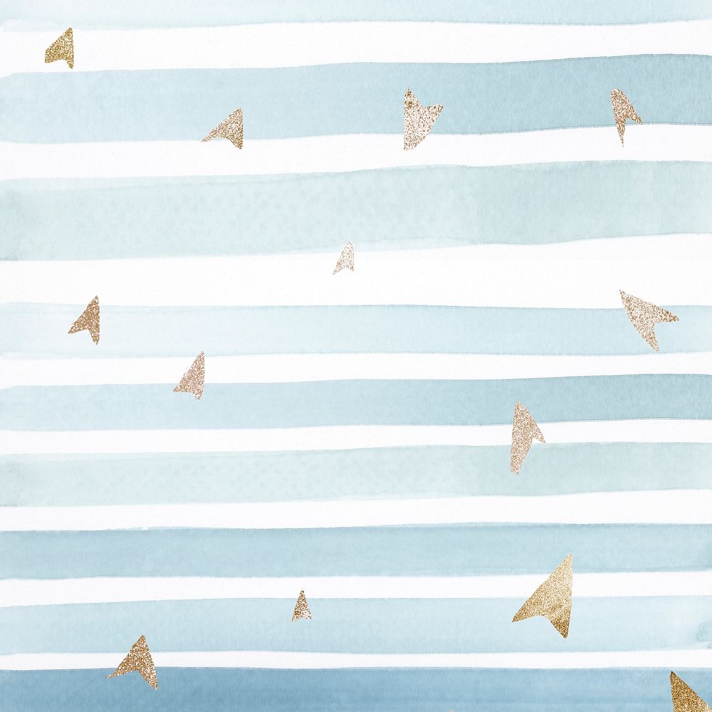 Shimmering gold arrows on a striped background 