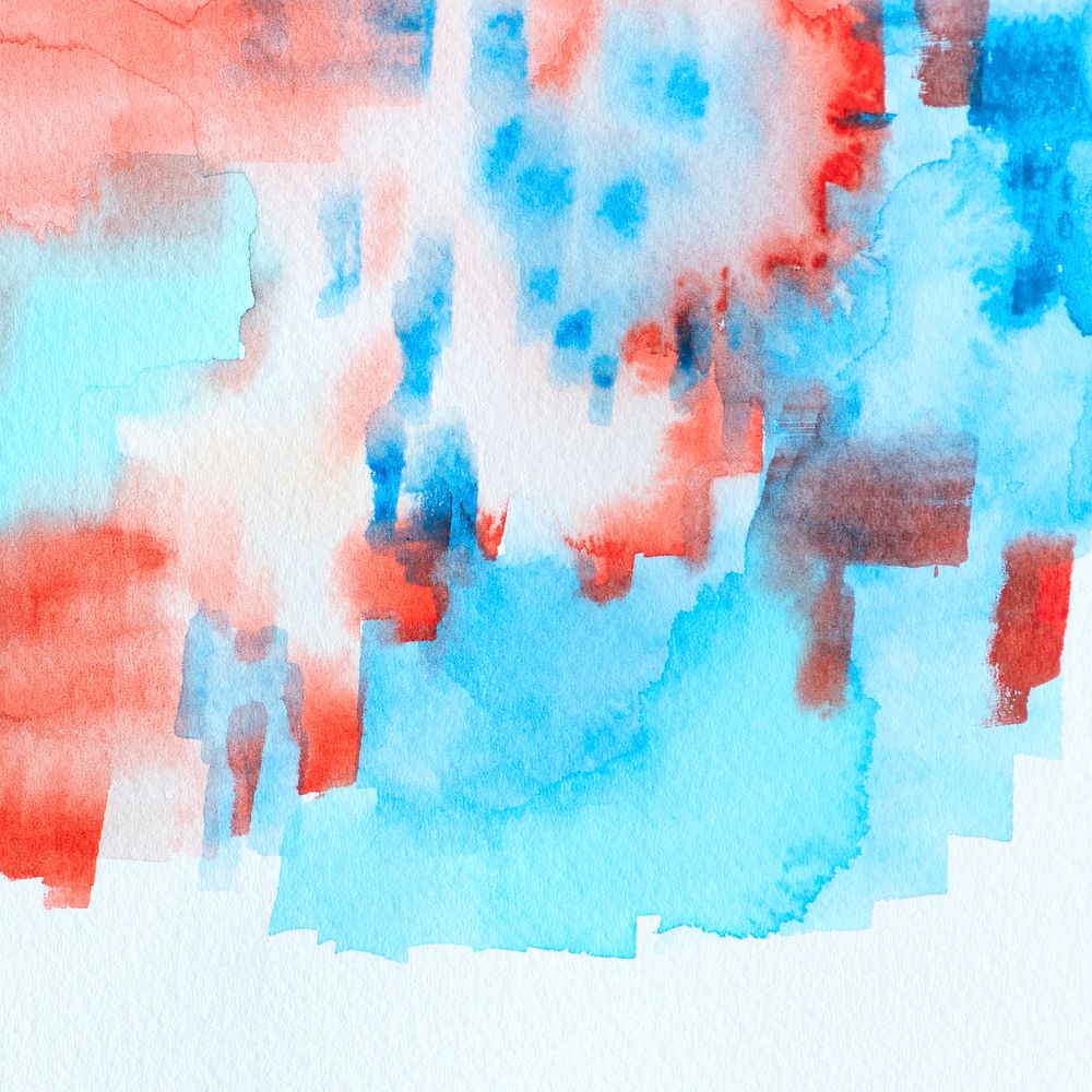 Abstract blue and red watercolor stain texture
