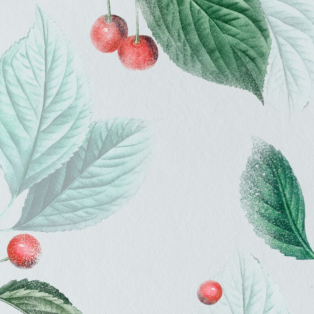 Cherry leaves patterned Christmas social template illustration