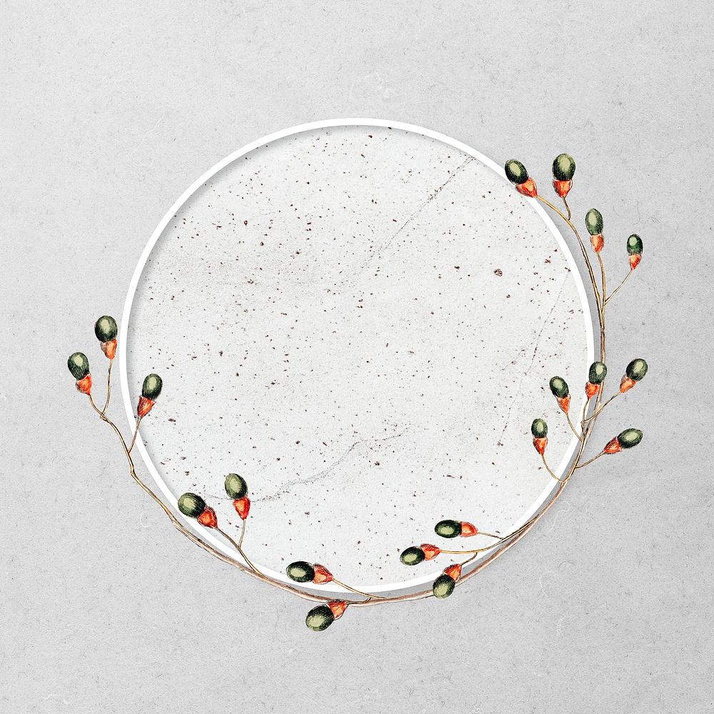 Round mixed flowers frame patterned