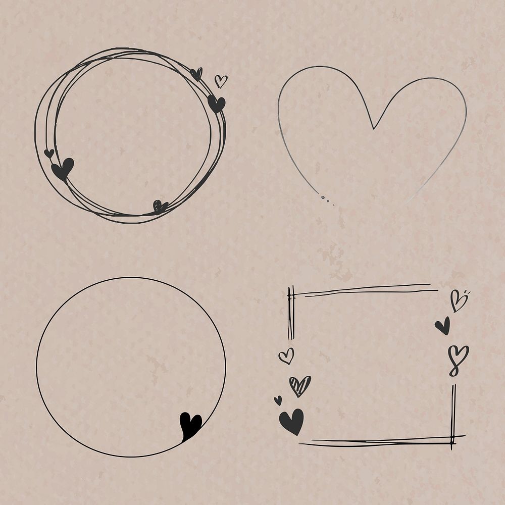 Doodle love frame collection vector