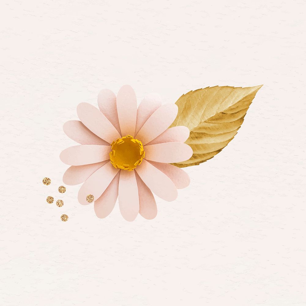 Blooming daisy with a metallic leaf design element vector