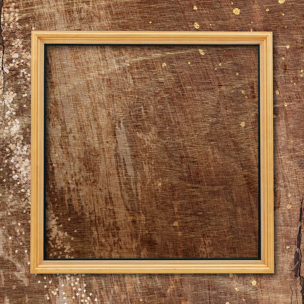 Square frame on plain wooden texture background