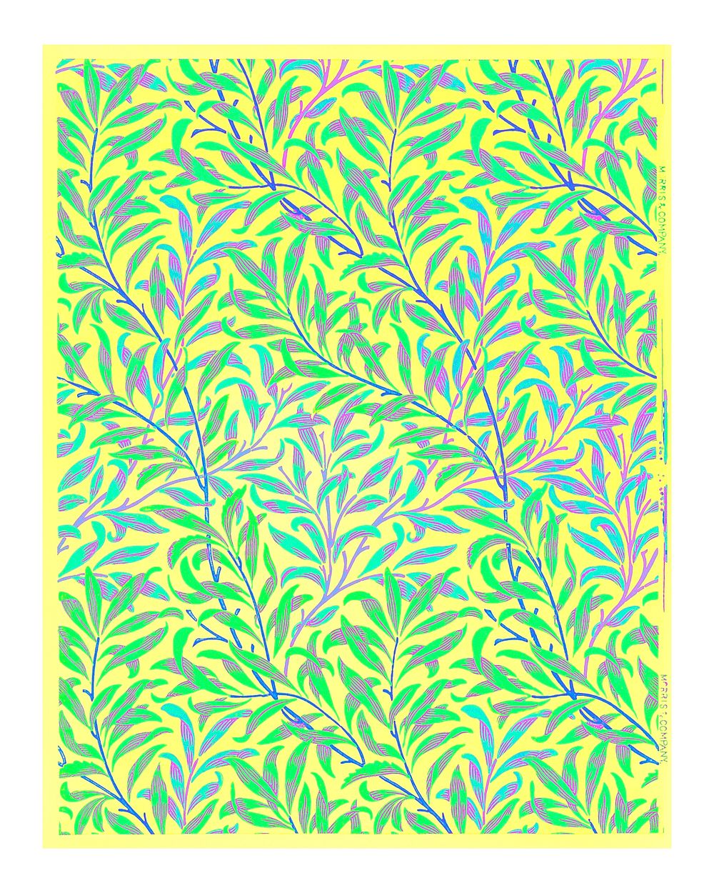 Willow wallpaper pattern wall art print and poster. Remix from original illustration by William Morris.