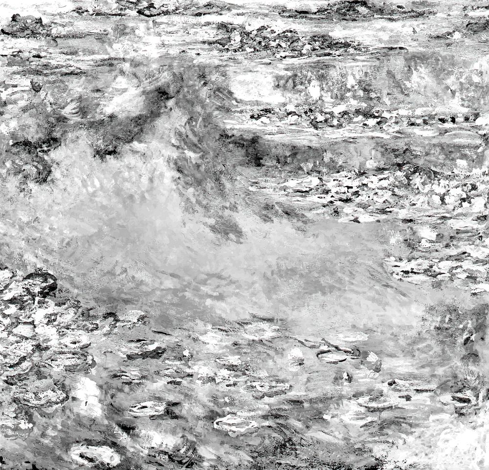 Water Lilies (1914) grayscale vintage vector, remix from original painting by Claude Monet.