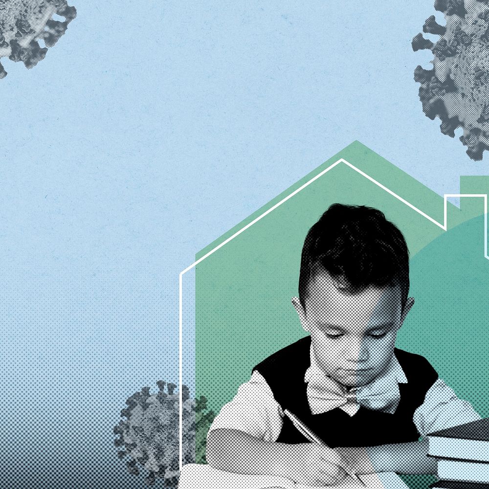 Little boy homeschooling during coronavirus pandemic