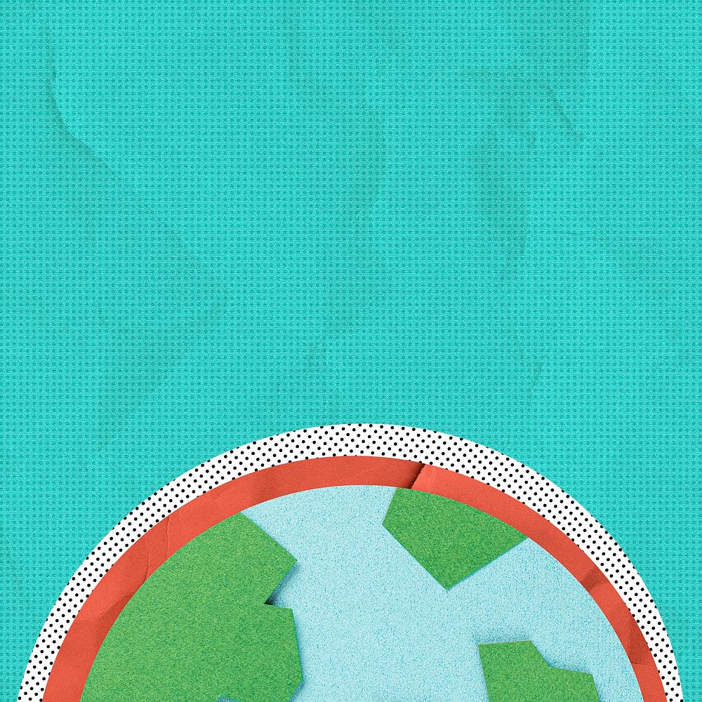 Paper craft planet earth on a green background