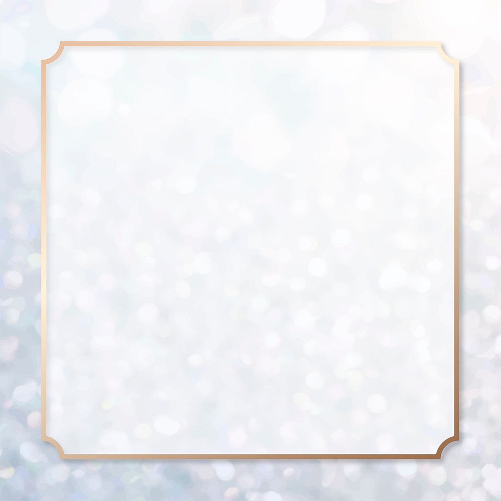 Gold frame on silver glitter background vector