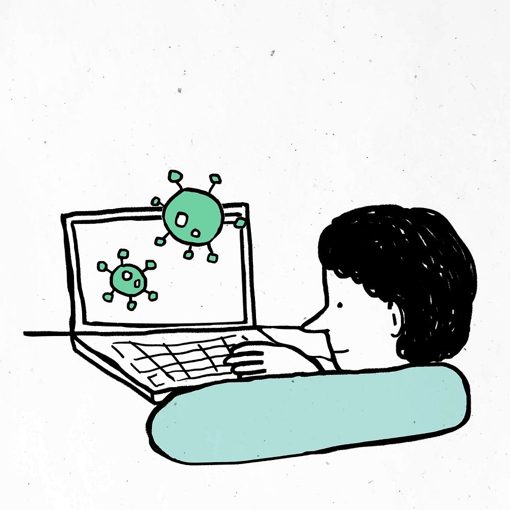 Man studying online during the coronavirus outbreak illustration