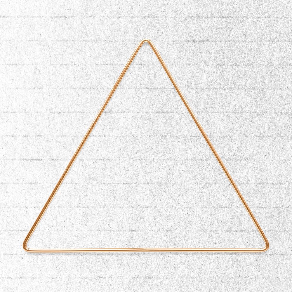 Triangle gold frame on a white paper textured background