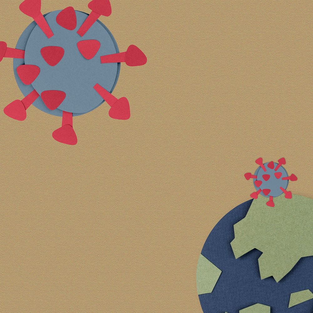 Coronavirus attacking planet earth paper craft social banner