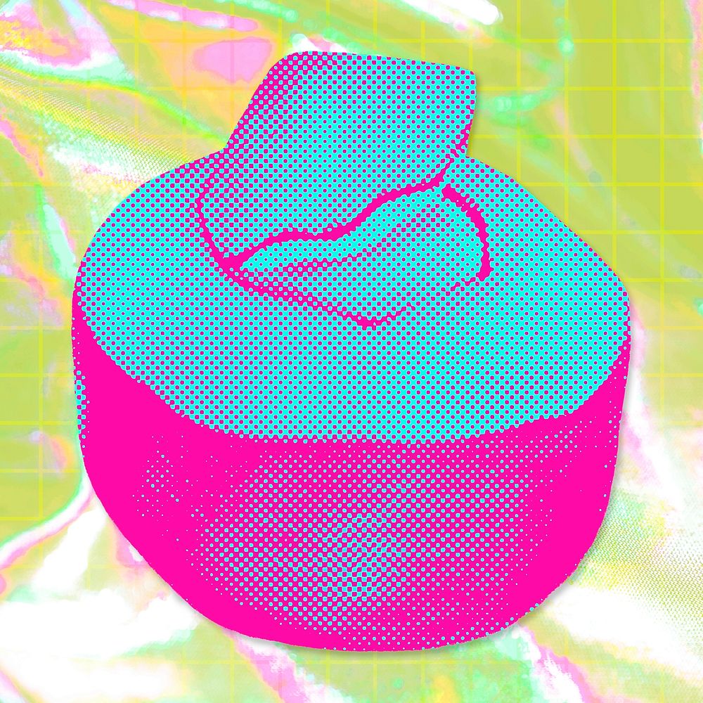 Funky neon halftone young coconut sticker