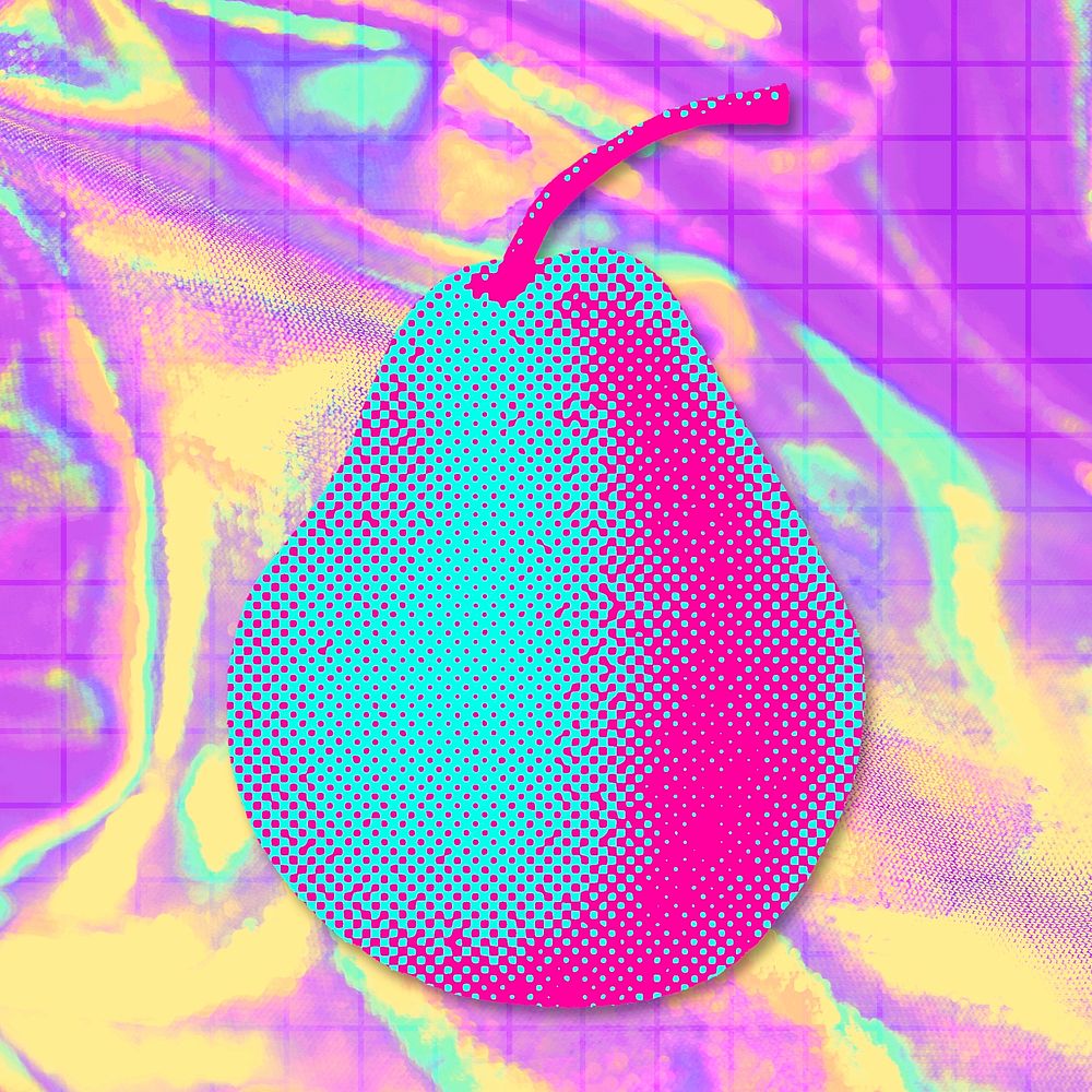 Funky neon halftone fresh pear sticker