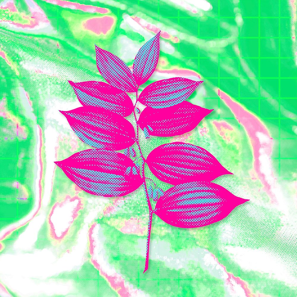 Hand drawn funky polygonatum flower halftone style illustration