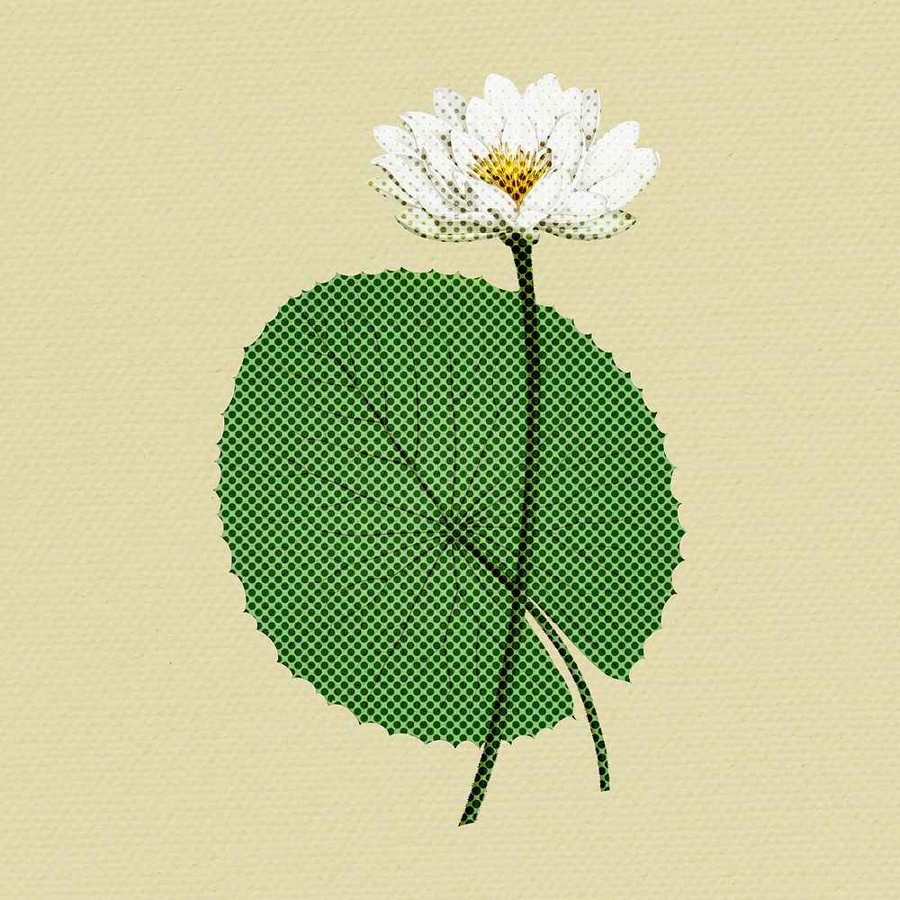 Halftone white Egyptian lotus sticker design element
