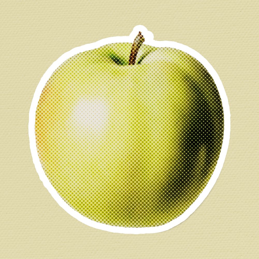 Halftone green apple sticker