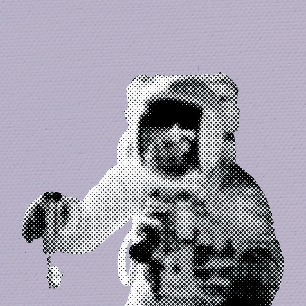  Halftone astronaut sticker design element