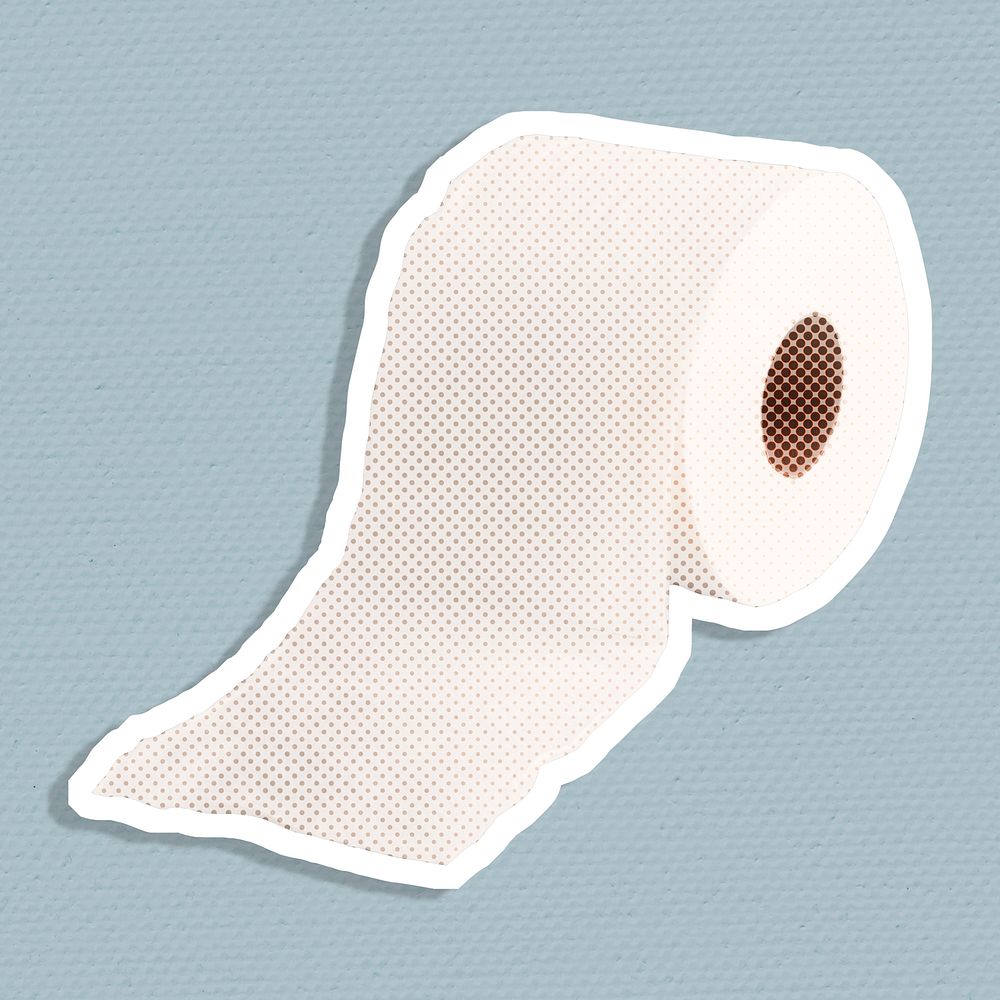 Halftone tissue paper sticker with a white border
