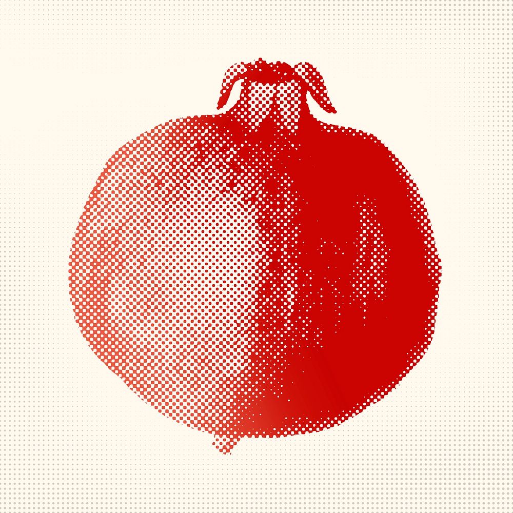 Halftone pomegranate sticker overlay