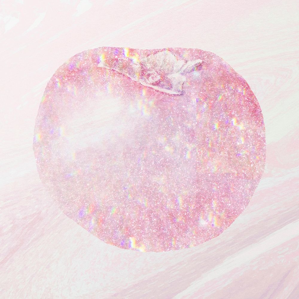 Sparkling pink persimmon holographic style illustration