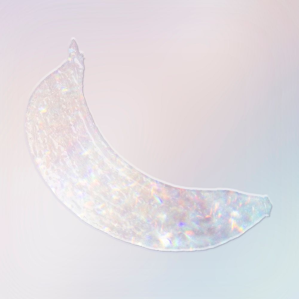 Sparkling silver banana holographic style illustration