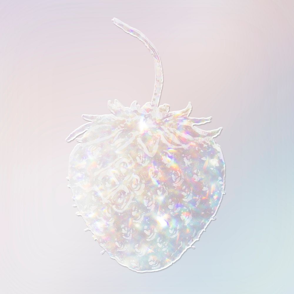 Sparkling silver strawberry holographic style illustration