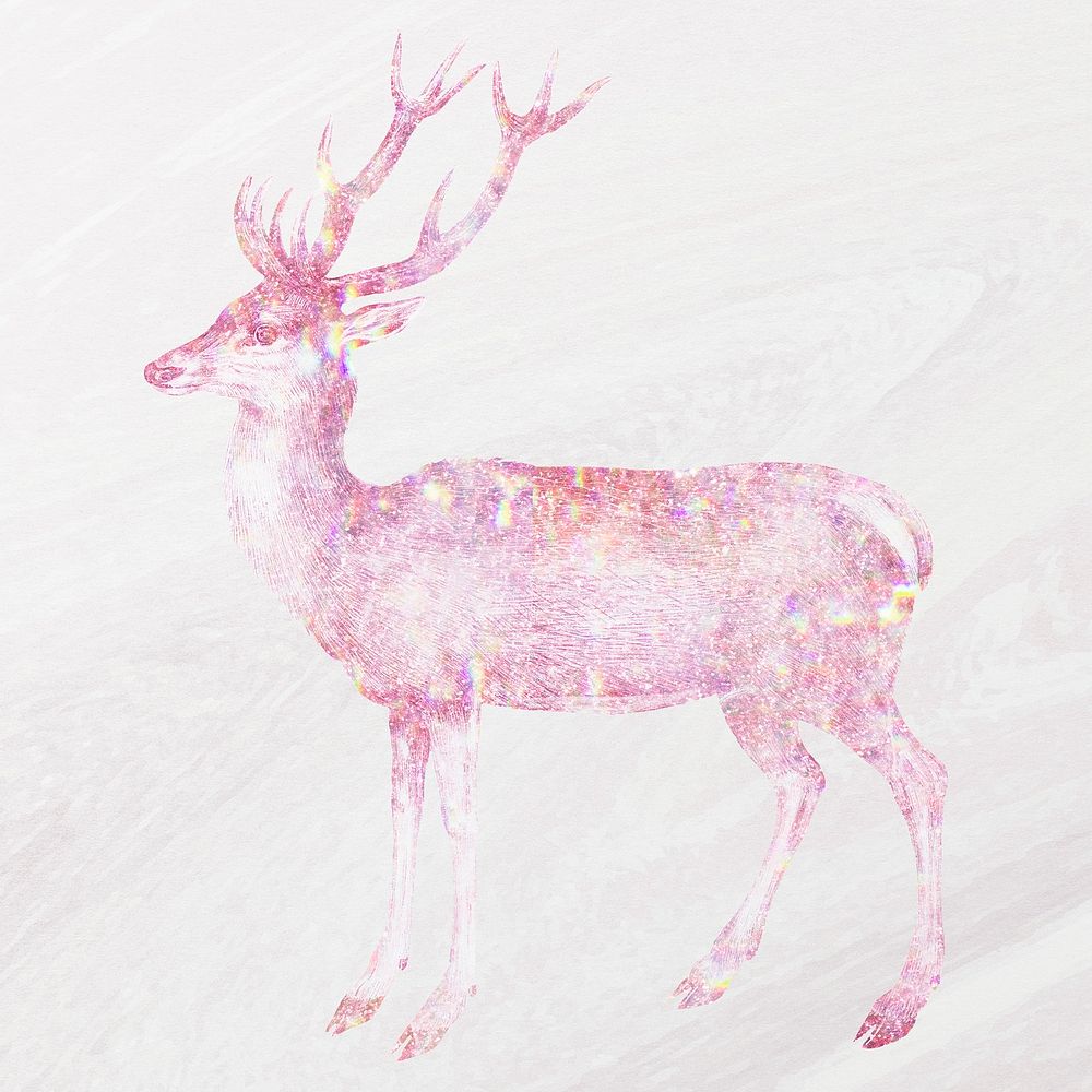 Pink holographic deer design element