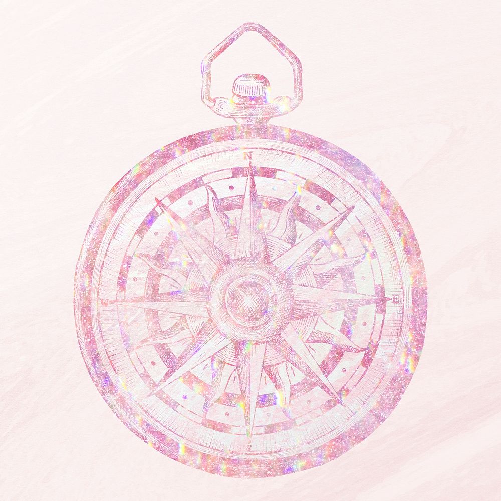 Pink holographic compass design element