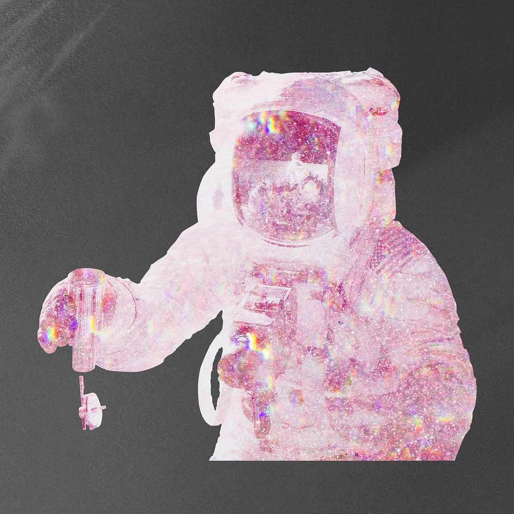 Pink holographic astronaut design element