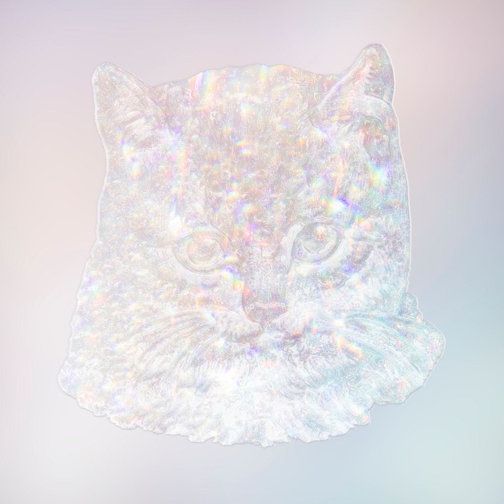 Silvery holographic cat design element