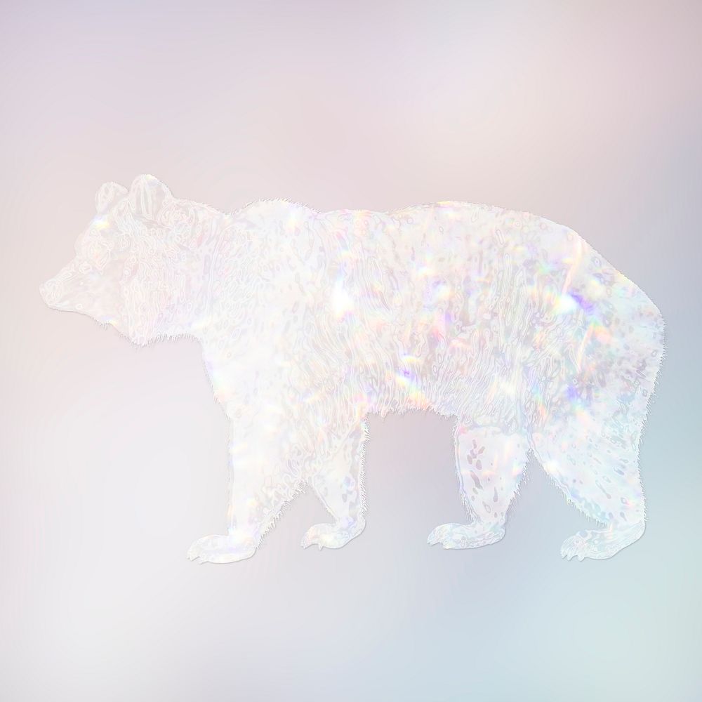 Silvery holographic bear design element