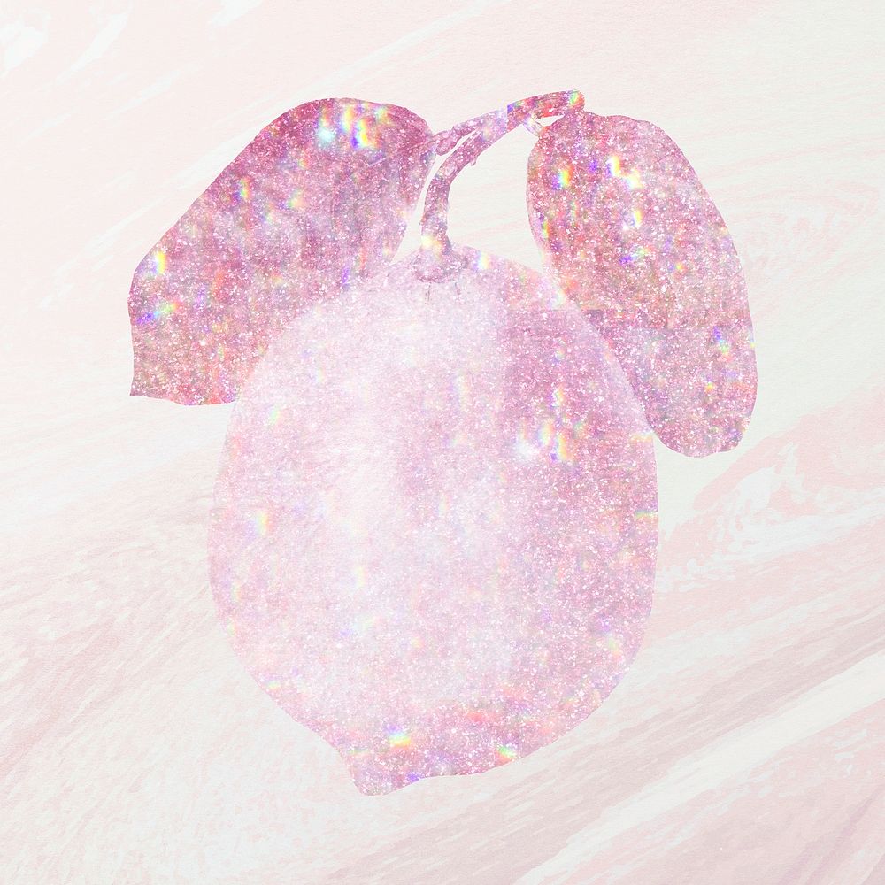 Pink holographic lemon sticker design resource illustration