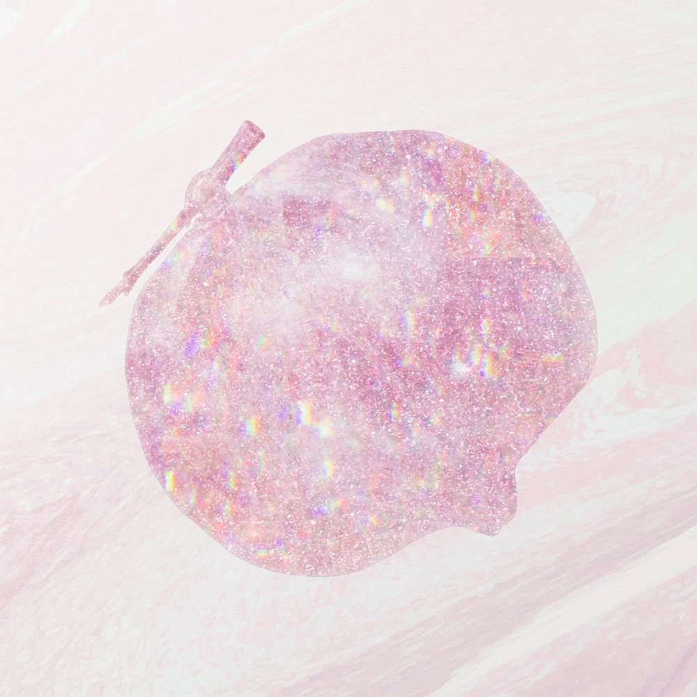 Pink holographic pomegranate sticker design resource illustration