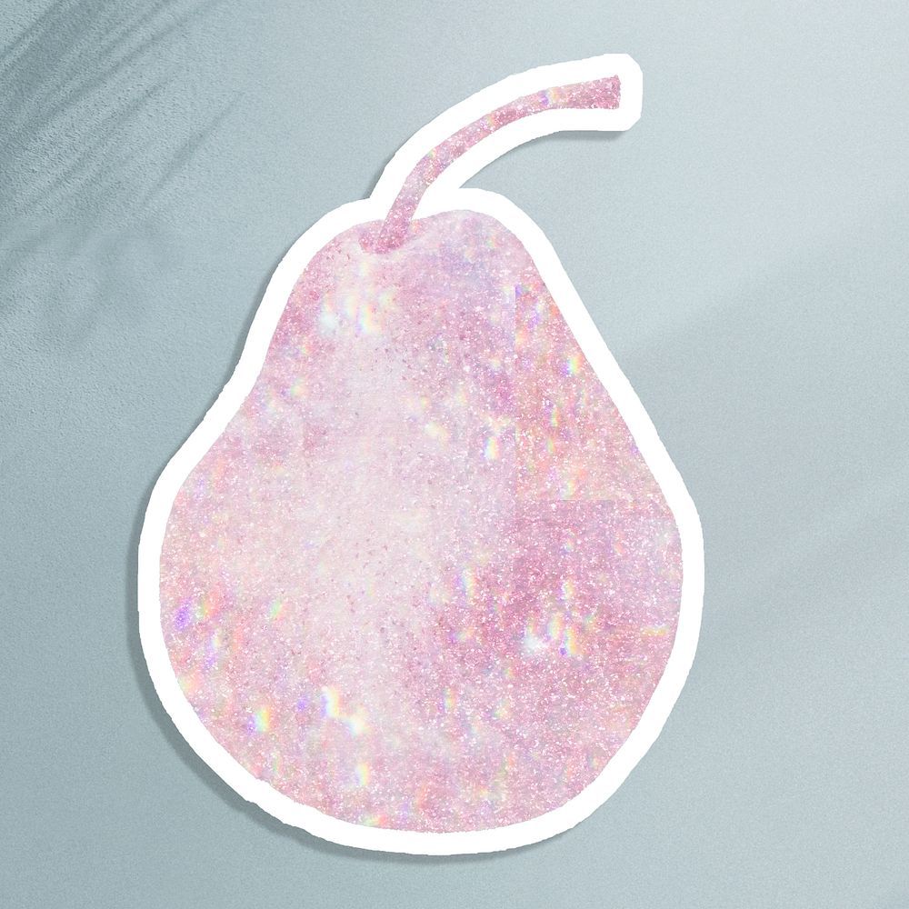 Pink holographic pear sticker design resource illustration