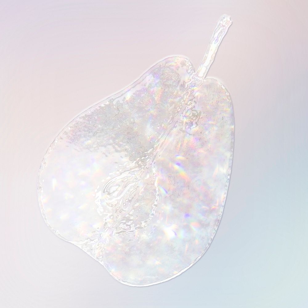 White holographic pear sticker design resource illustration
