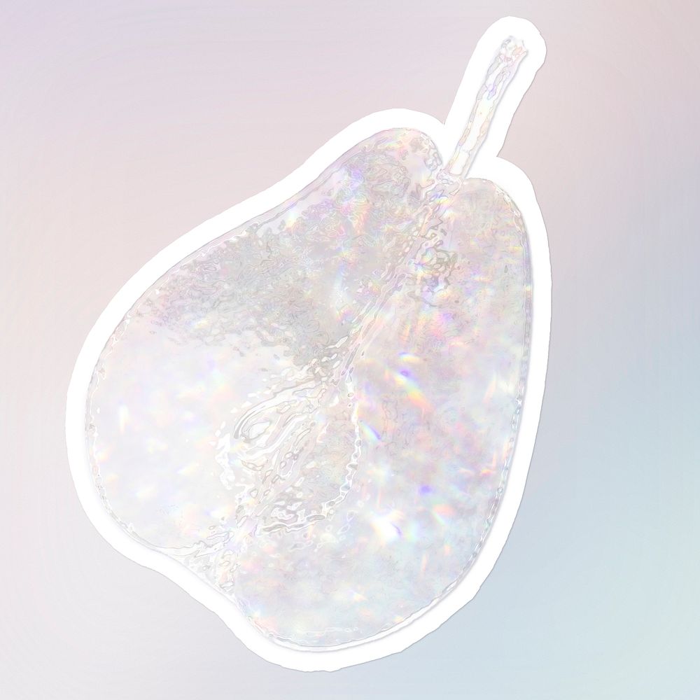 White holographic pear sticker design resource illustration