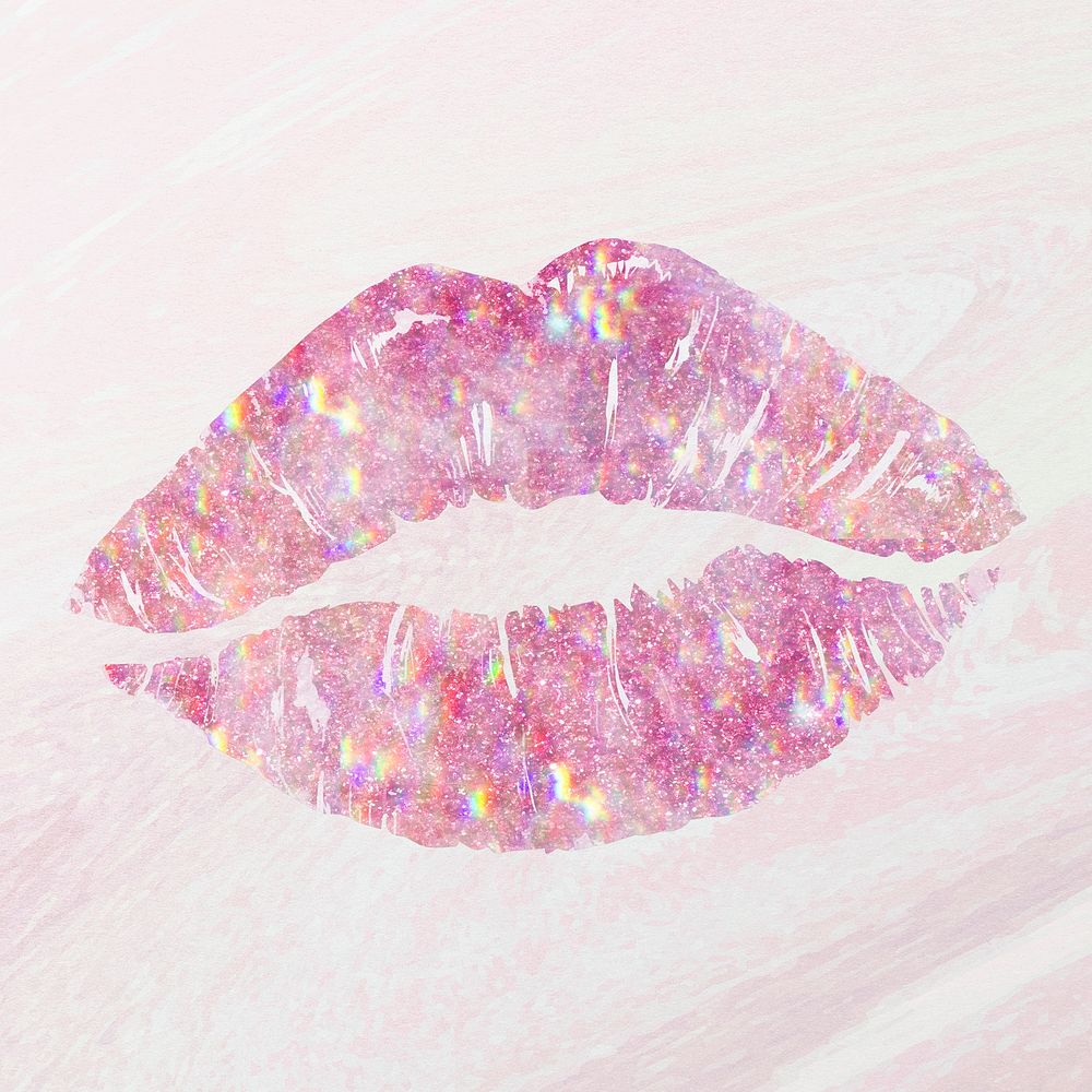 Pink holographic lips design element