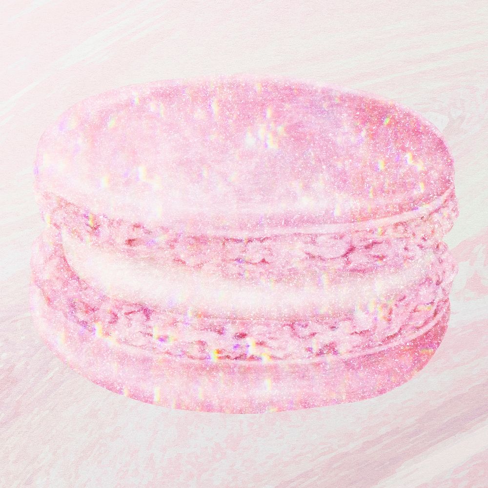 Pink holographic sweet macaron design element