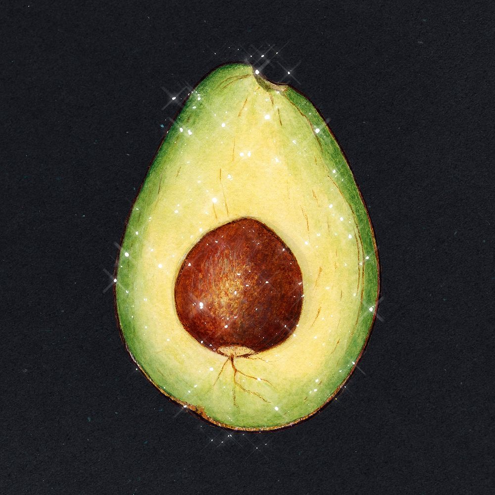 Hand drawn sparkling avocado design element