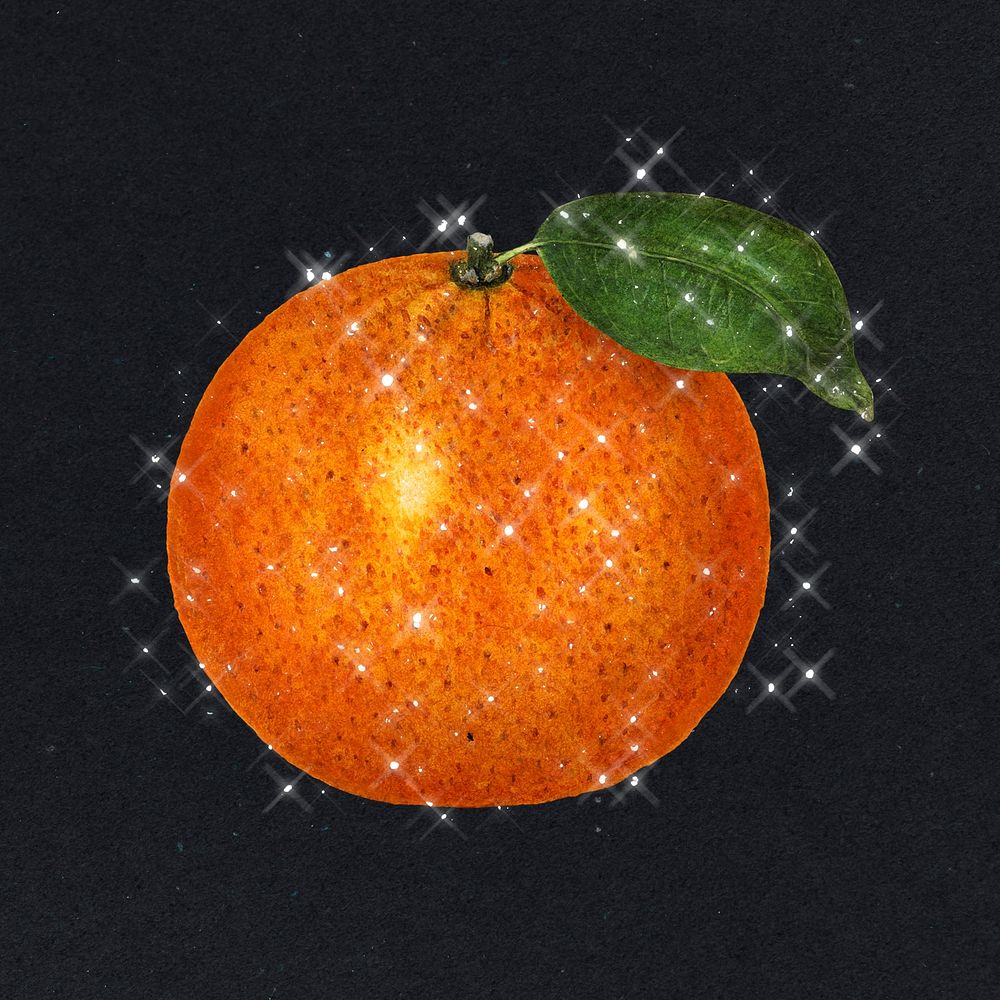 Hand drawn sparkling tangerine design element